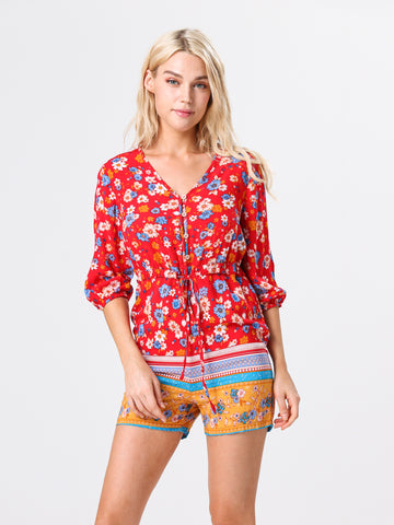 Moss Rose Playing Hooky Short Romper